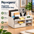 Nyvqero™ Multi-Compartment Desk Organizer – Modern Desktop Storage Caddy with Pen Holder for Office Supplies, Stationery & Home Workspaces