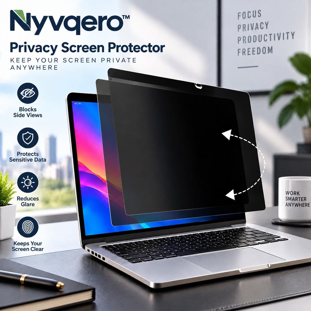 Nyvqero™ Laptop Privacy Screen Filter – Anti-Peeping Screen Protector for Compatible Laptops, Multiple Sizes for Office, Travel & Everyday Privacy