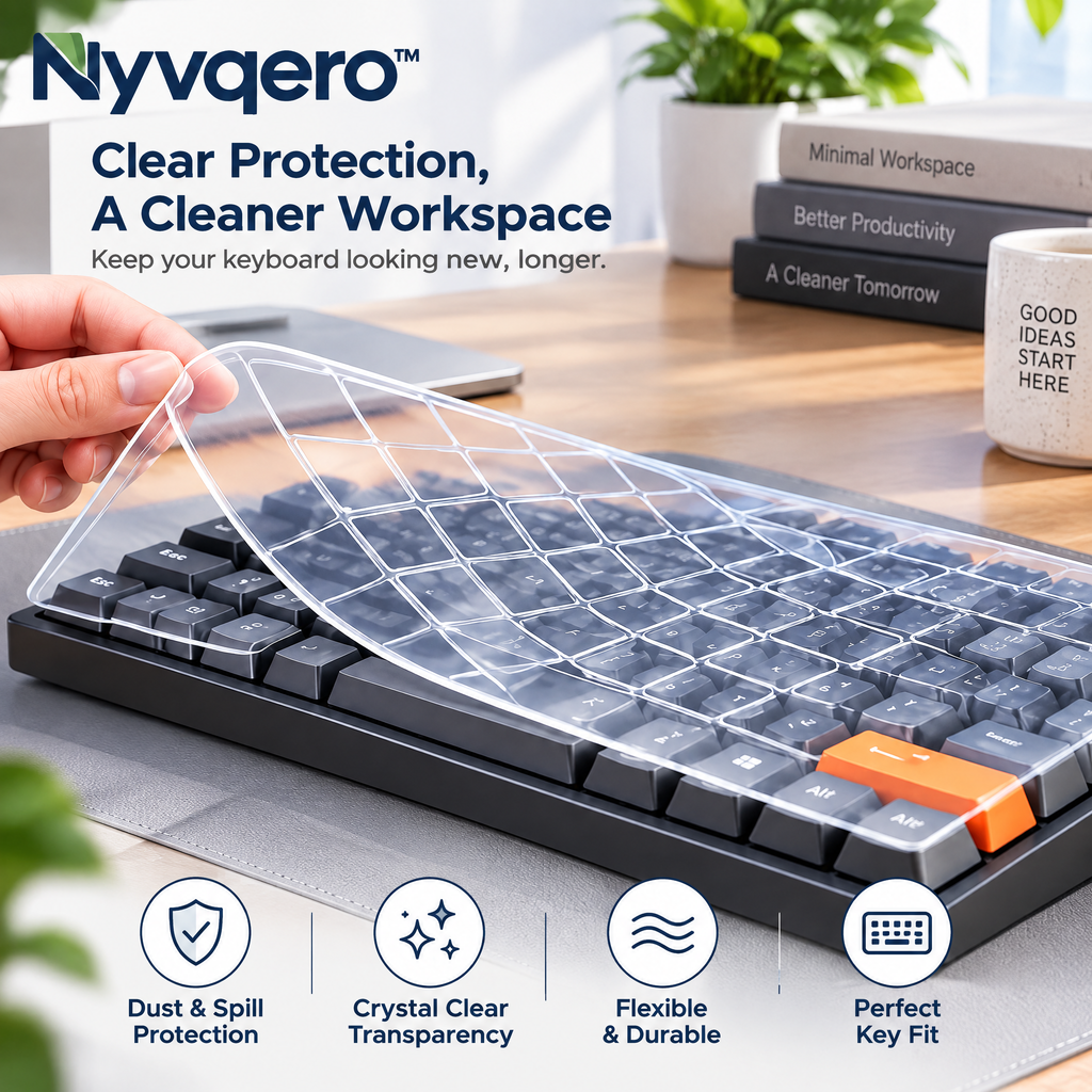 Nyvqero™ Keyboard Dust Cover – Protective Silicone or Acrylic Keyboard Shield for Desktop Keyboards, Mechanical Keyboards & Office Accessories