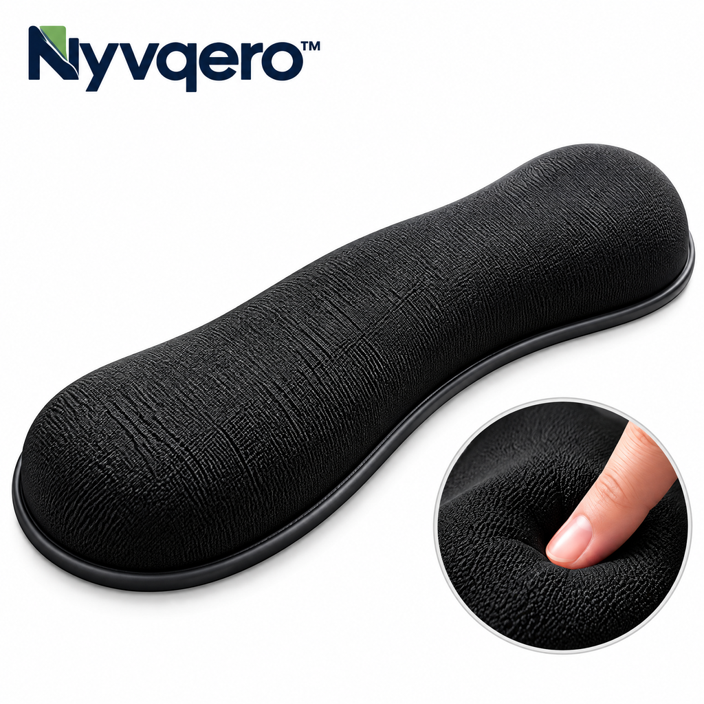 Nyvqero™ Ergonomic Keyboard Wrist Rest – Comfortable Memory Foam or Wooden Wrist Support for Typing, Gaming & Office Work