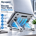 Nyvqero™ Adjustable Aluminum Laptop Stand – Foldable Ergonomic Notebook Riser with Open-Air Cooling Design for Home & Office