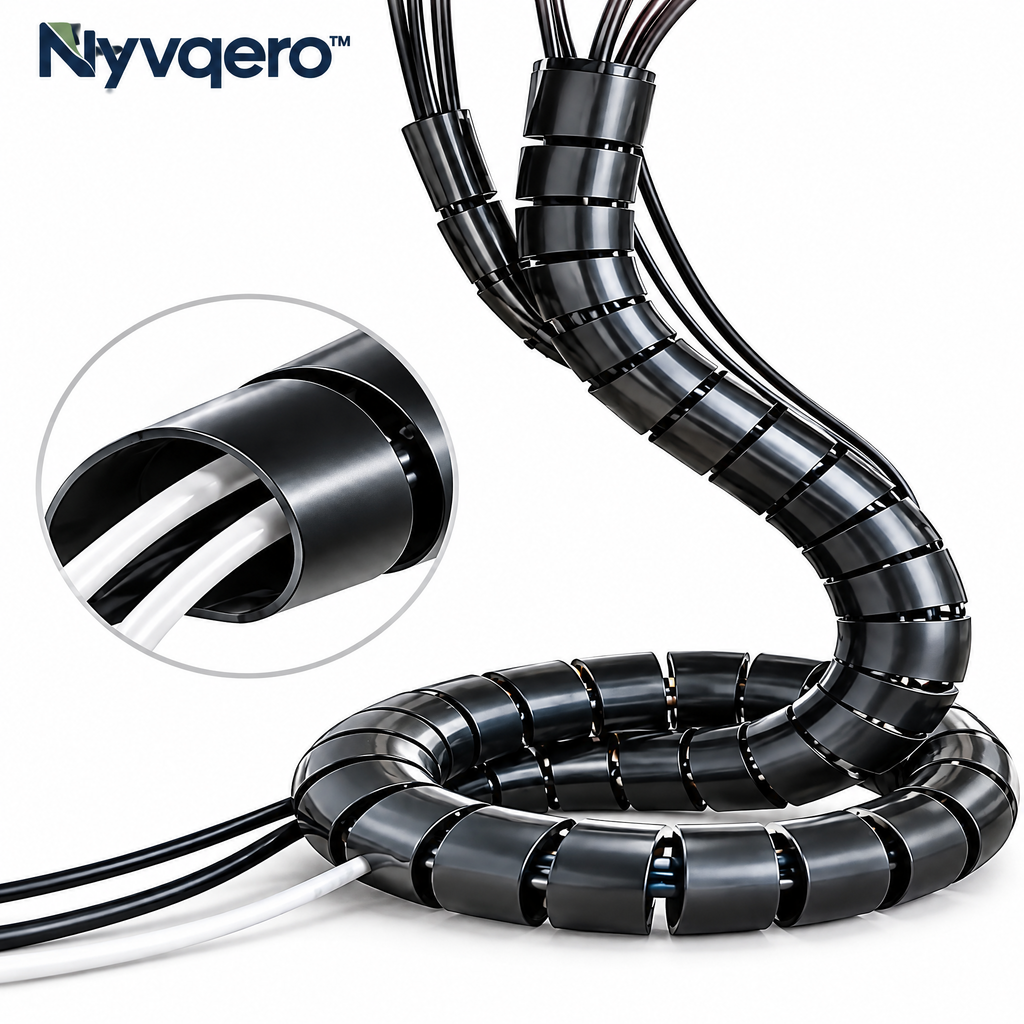 Nyvqero™ Flexible Cable Management Sleeve – Cut-to-Length Wire Organizer Tube for Computer Desks, TV Cables & Home Office Setups